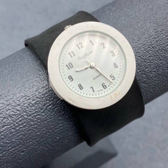 Sophie Slap Watch As Is Black White Silicone Quartz Retro Prop 80s 90s Y2K Prop - Picture 1 of 8